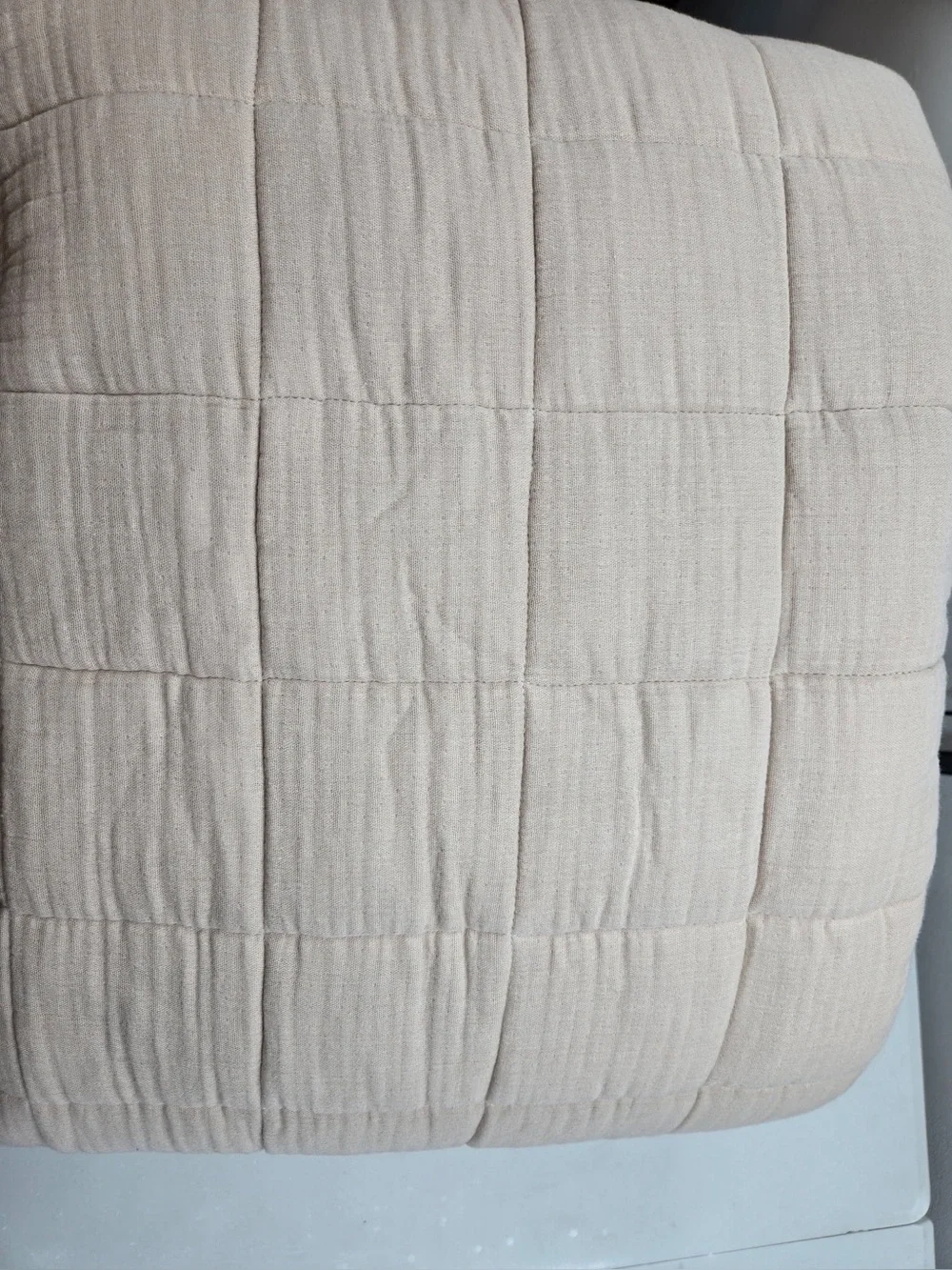 QUINCE Organic Cotton Gauze Box Quilt Full/Queen Dune 0795